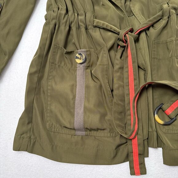 Anthropologie Jacket Size XS Olive Green Gisborne Obi Trench Anorak Coat Open - Picture 4 of 9